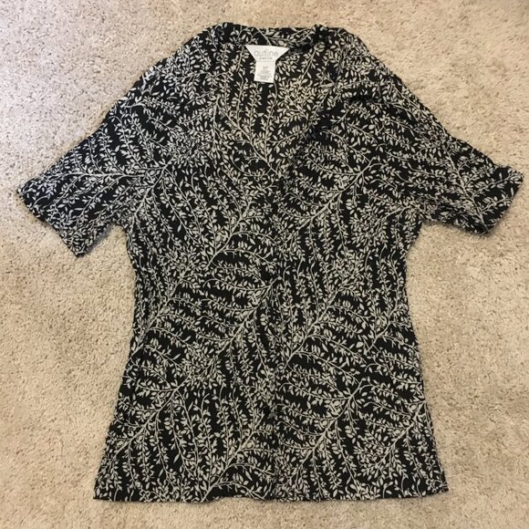 90s Crepe Botanical Silhouette Button Down Shirt - Picture 9 of 14